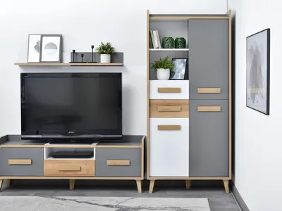Zdjęcie produktu dla Szafka z półkami 90 cm ANGELY - szara / biała