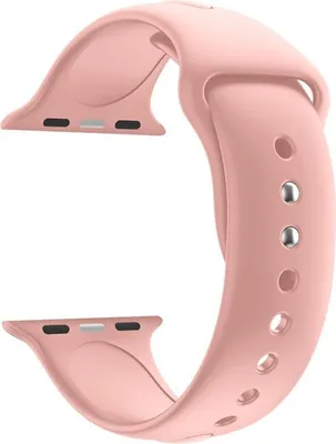 A pink silicone watch band is shown against a white background.