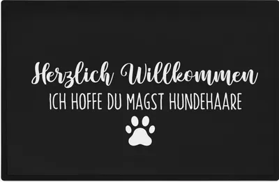 Produktbild von Trendation - Hunde Fußmatte Spruch Geschenk Hundebesitzer Willkommen Ich Hoffe Du Magst Hundehaare