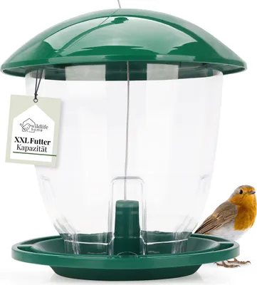 Produktbild von WILDLIFE HOME Vogelfutterspender XXL zum Aufhängen 1,5kg I Extra große Vogelfutter Kapazität I Vogelfutterstation für Wildvögel, Vogel-Futterstation, Futterspender, Vogelfutterhaus