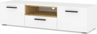 Produktbild von Lowboard TV-Schrank Anette 151 cm Kommode Stehschrank TV Tisch Sideboard Hi-Fi Weiß Matt  Artisan Eiche