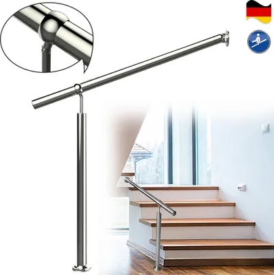 Produktbild von NAIZY 100 cm Geländer Eingangsgeländer Edelstahl Handlauf Wandhandlauf Treppengeländer Außen Innen Treppenhaus Winkel Einstellbar