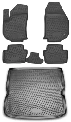 Gummi Kofferraumwanne + Fußmatten Set für Opel Zafira B, Bj. 2005-2012, schwarz