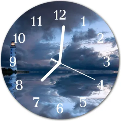 Produktbild von Glasuhr Wanduhr Küchenuhr Echt-Glas 30fi cm Leuchtturm blau