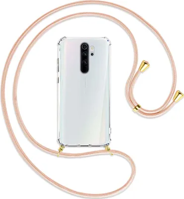 Produktbild von Handykette Backcover-Schutzhülle mit Band (Metall goldfarben) für Xiaomi Redmi Note 8 Pro - rose peach