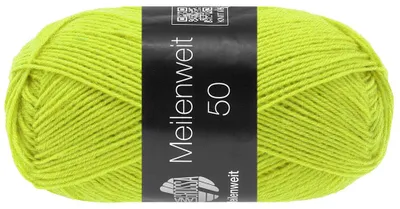 Produktbild von Lana Grossa MEILENWEIT 50 g UNI 4-fach Sockenwolle mit 80 % Schurwolle 210 m Farbe 1425 - Limette
