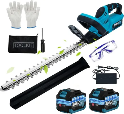 Produktbild von Akku Heckenschere,500W Elektrische Gartenschere Heckenschere mit 2 Akkus,Dual Schnittklingen,51cm Schnittlänge,15mm Zahnabstand,Garden Landscaping