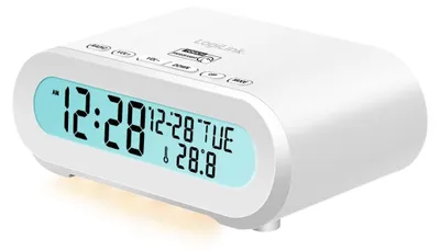 Radiowekker mit Temperaturanzeige, USB-Ladeanschluss, weiß