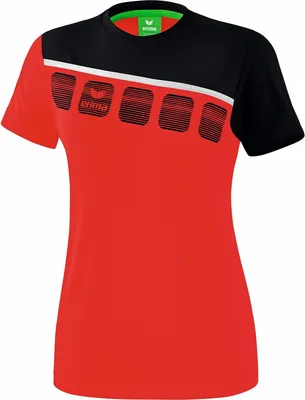 Produktbild von Erima 5-C T-Shirt Damen - Rot / Schwarz / Weiß