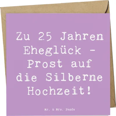 Produktbild von Mr. & Mrs. Panda Glückwunschkarte Spruch 25. Hochzeitstag Silberne Hochzeit - Lavendeltraum - Geschenk, doppelkarte, Jubiläum, Geschenke, liebevolle Karte, faltkarte