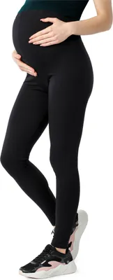 Produktbild von Be Mammy Damen Lange Umstandsleggings aus Baumwolle BE20-283 (Schwarz, L)