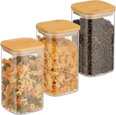 Image de Lot de 3 bocaux de conservation avec couvercles 1200 ml