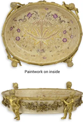 Produktbild von Eine mit Bronze verzierte Porzellanschale Replikat Retro Design Dekoration