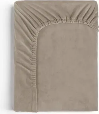 Productafbeelding van Sleeptime fluweel spreihoes, taupe/grijs, 140 x 200 cm