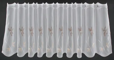 Produktbild von Gardinen Kranzusch Scheibengardine Blumenmuster bestickt 45x232,5 cm H/B weiß natur schlamm Bistrogardine Vorhang Küche 1er Pack