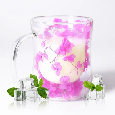 Produktbild von Doppelwandige Tasse mit Blumen 400ml Glas für Frauen Geschenk