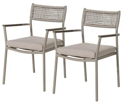 Produktbild von home24 Gartenstuhl - 2er-Set - Aluminium / Polyester - Grau
