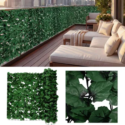 Productafbeelding van Balkonscherm, privacybescherming, windscherm, balkonbekleding, 500 x 150 cm, bladeren, donker