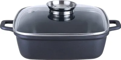 Produktbild von Kopf Bräter Santorin (Aluguss, 5 Liter, inkl. Glasdeckel mit Aromaknopf, Induktion) schwarz