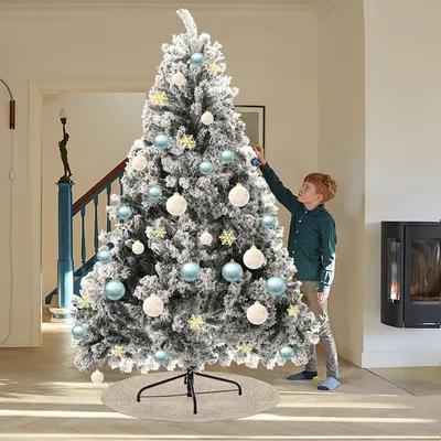 Produktbild von Jopassy 180cm Künstlicher Weihnachtsbaum mit Schnee, 860 PVC Nadeln & Metallständer, Tannenbaum, Christbaum, Schnellaufbau Klappsystem