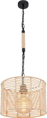 Productafbeelding van Globo Lighting hanglamp, metaal, mat zwart, bruin, met zwarte ketting, diameter: 310mm, hoogte: 1200mm, exclusief 1x E27 60W 230V lamp