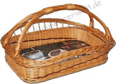 Produktbild von YULKA Weidentablett Tablettkorb Korbtablett Tablett Weide Serviertablett (Kaffeemotive) NBK