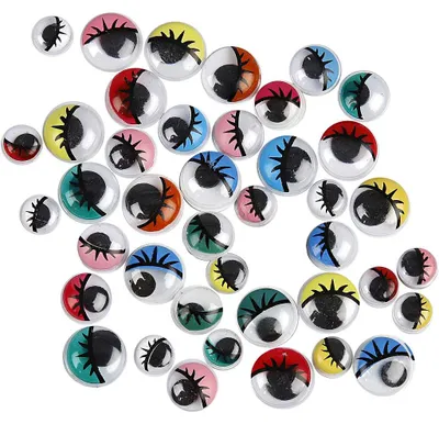 Produktbild von Wackelaugen - Sortiment, nicht selbstklebend, D 8-12 mm, 36 sort./ 1 Pck [HOB-501242]