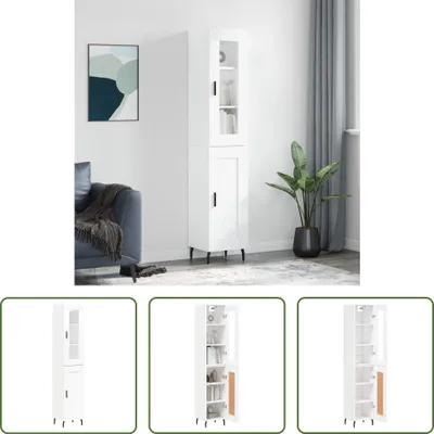 Produktbild von The Living Store Highboard Weiß 34,5x34x180 cm Holzwerkstoff