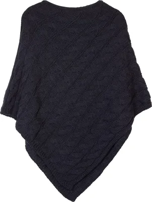 Produktbild von styleBREAKER Damen Zopfstrick Poncho  Italy | Grobstrick Umhang mit Rundhalsausschnitt | Ärmelloser Strickponcho in dreieckiger Passform
