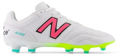 Produktbild von New Balance 442 Pro FG v2 White Hi-Lite Neon Pink - EU 42.5