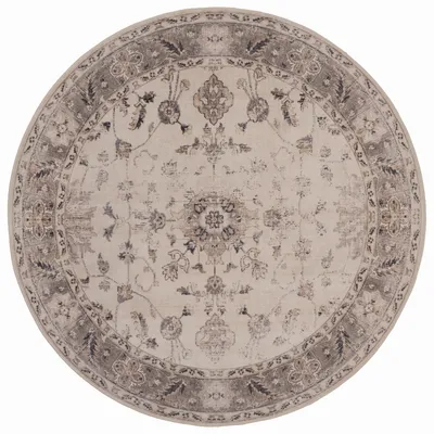 Produktbild von Kurzflor Teppich Vintage-Oriental Wohnzimmer Schlafzimmer Kinderzimmer Beige 200x200 cm Rund