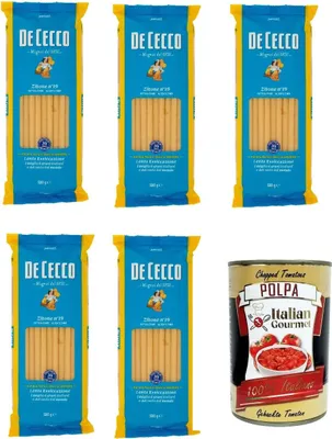 Produktbild von De Cecco Zitone N°19 100% Italienisch Pasta Nudeln 5x 500g + Italian Gourmet Polpa 400g