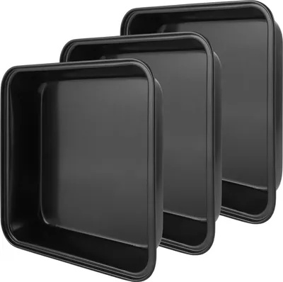 Produktbild von 3-teilige Set aus 3 quadratischen Backblechen mit Silikon-Bürste - multifunktional - 22,5 x 22 x 5 cm