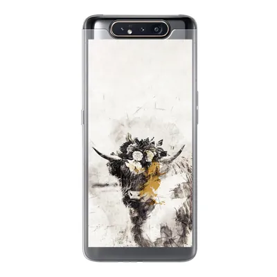 Produktbild von MuchoWow® Handyhülle Schutzhülle Hülle für Samsung Galaxy A80 Schottischer Highlander - Farbe - Blumen Silikon Softcase Handy Hülle - Schutzdeckel