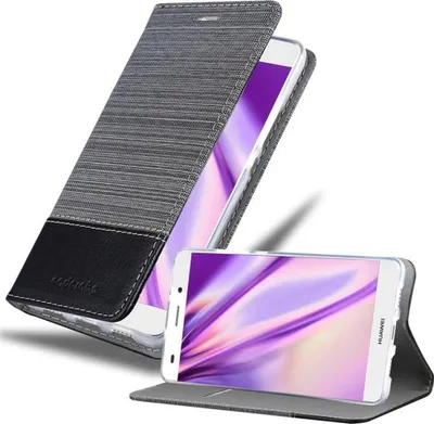 Produktbild von Cadorabo Hülle für Huawei P8 LITE 2015 Schutzhülle in Grau Handy Hülle Etui Book Case Cover
