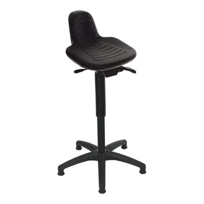 Produktbild von STIER Stehhilfe mit Bodengleitern, höhenvertellbare Sitzhöhe 580-840 mm, PolyurethanSitz mit Griffmulde und Sicherheitsgasfeder