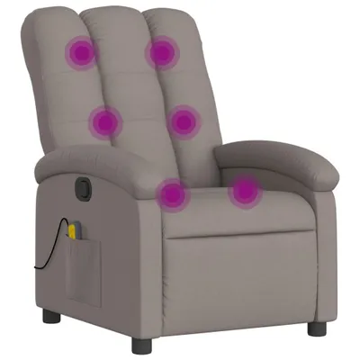 Produktbild von Massagesessel Taupe Stoff 70 x 93 x 101 cm (B x T x H) mit manueller Liegefunktion und Vibrationsfunktion