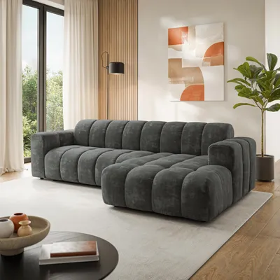 Produktbild von Masseno Ecksofa SETIA LM R-S mit L-Form, Sofa, Wohnzimmersofa, Couch, Soffa, Couchgarnitur - Grau, LUMO 75