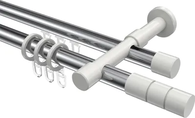 Produktbild von Interdeco Rundrohr-Innenlaufstange / Gardinenstange (Kombination) Chrom / Weiß, Typ Prestige Elanto (Rillenzylinder), 20 mm Ø 2-läufig, 100 cm