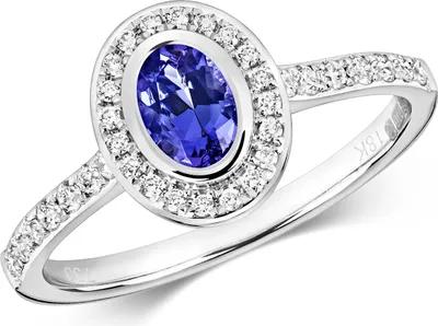Produktbild von 9 Karat (375) Weißgold Cluster Damen - Diamant Ring Brillant-Schliff 0.26 Karat H - I1 mit Tansanit, 50 (15.9); TRS10863RSK