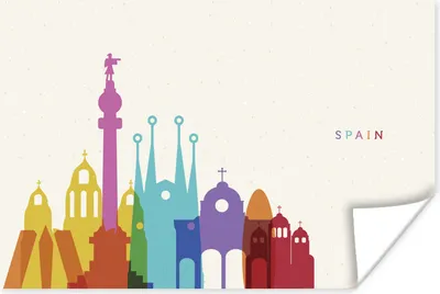Produktbild von MuchoWow® Poster Illustration der Skyline von Spanien 30x20 cm - Plakate - Print