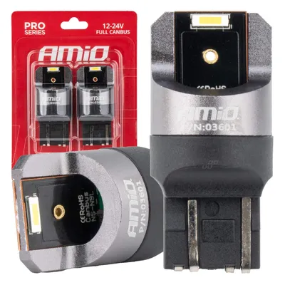 Zdjęcie produktu dla Lampy samochodowe AMiO LED W21/5W 2x1860 SMD białe 12V 24V FULL CANBUS PRO