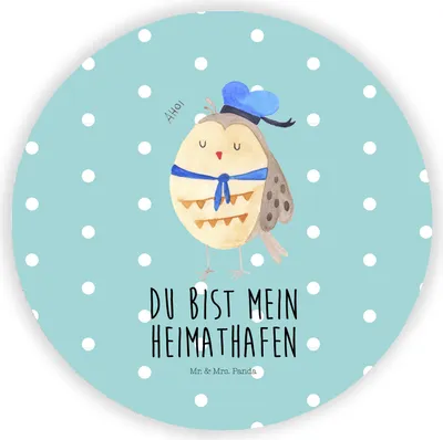 Produktbild von Mr. & Mrs. Panda Kühlschrankmagnet Eule Matrose - Türkis Pastell - Geschenk, Verliebt, Freundin, Ehe, magnet, büromagnete, für pinwand, Hochzeitstag, Heimathafen