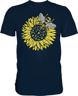 Produktbild von Biene Sonnenblumen T-Shirt Gärtner Imker Geschenk Garten – Navy / 3XL
