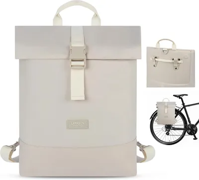 Produktbild von Fahrradtasche beige, 2-in-1 Rucksack, wasserabweisend, für Gepäckträger