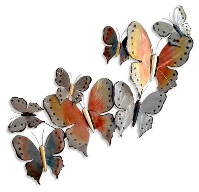 Produktbild von Metall Wandbild Schmetterlinge bunt 60 x 105 cm Deko-Skulptur