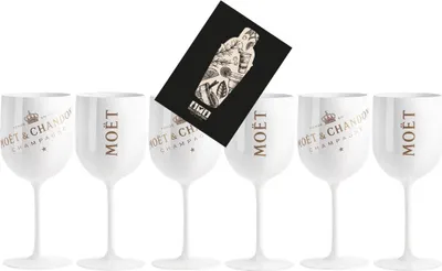 Produktbild von Moet & Chandon 6er Set Ice Imperial Acryl / Hartplastik Glas Champagner Gläser Set in weiß/gold Champagne Becher Kelche