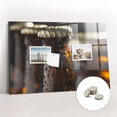 Obrázok produktu pre Magnetická tabuľa na stenu - Memo Tabuľa Sklenená - vrátane 5 magnetov - 60x40 cm - Sklenené fľaše
