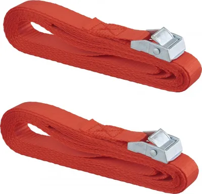 Image de Lot de 2 sangles de serrage, 5m à boucle autoserrante, rouge - THIRARD