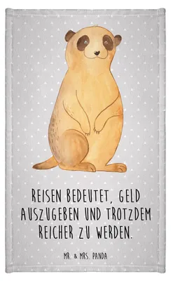 Produktbild von Mr. & Mrs. Panda Handtuch Erdmännchen - Grau Pastell - Geschenk, Reisen, Roadtrip, Afrika, Spruch, Klein, Gästetuch, Traveling, Baumwollhandtuch, Mini-Handtuch
